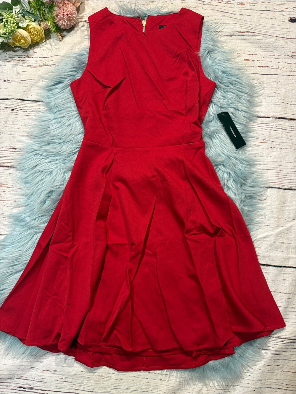 NWT Lulus Just Us Red Open Back Mini Skater Dress - Picture 6 of 9